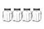 Hermia SHY6604LU Juego de 4 Tarros de Vidrio con Tapas Plateadas, 660 ml, Elegantes y Duraderos para la Cocina